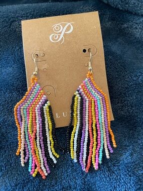 Plunder Multicolor Beaded Fringe Earrings